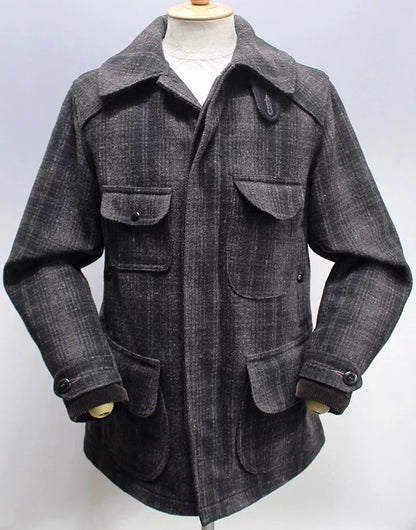 heavy wool check jacket with pockets