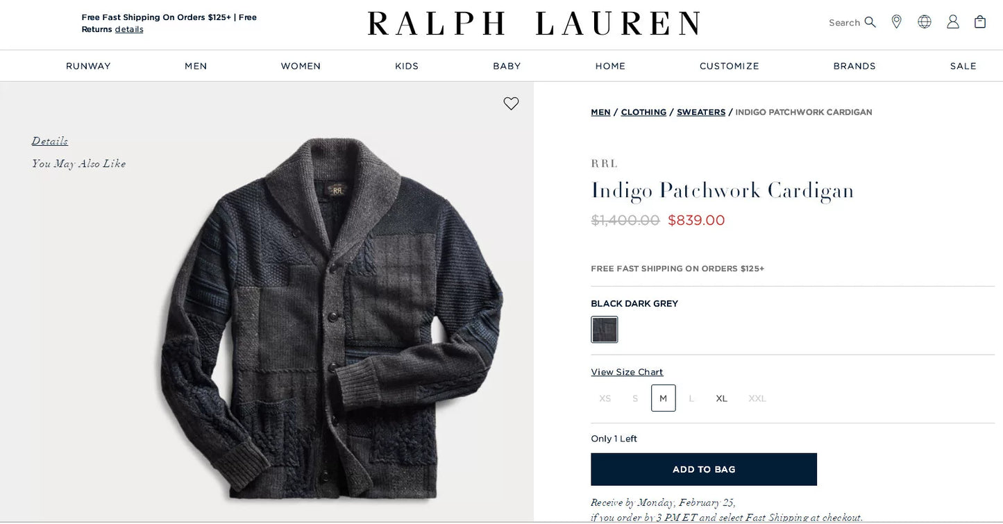 RRL work sweater with unique knit pattern