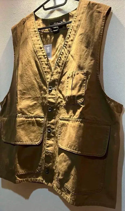 vintage double rl khaki canvas hunting vest