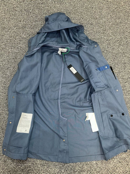 stone island blue fabric hooded jacket