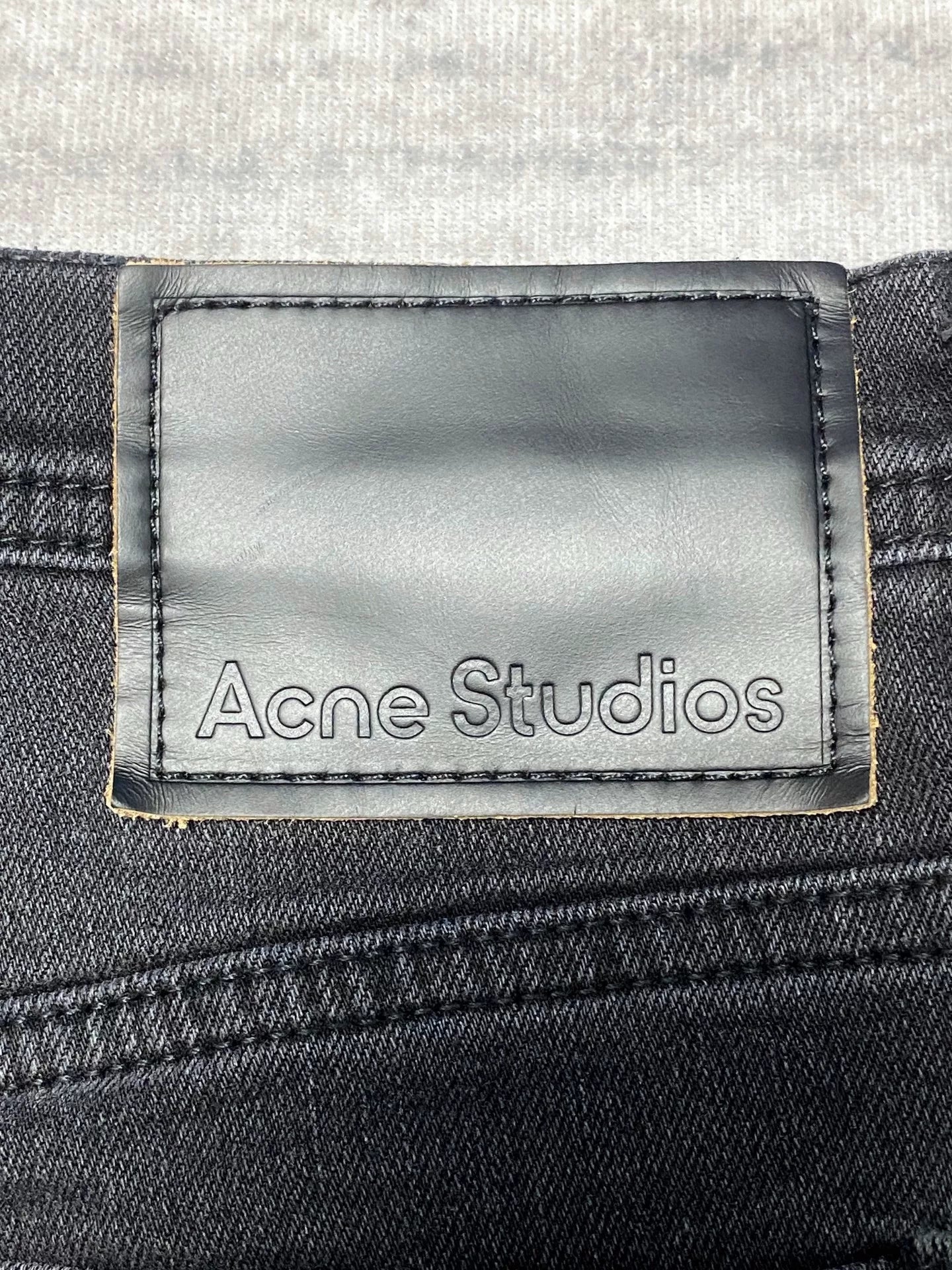 black slim-fit straight-leg jeans