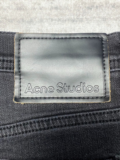 black slim-fit straight-leg jeans