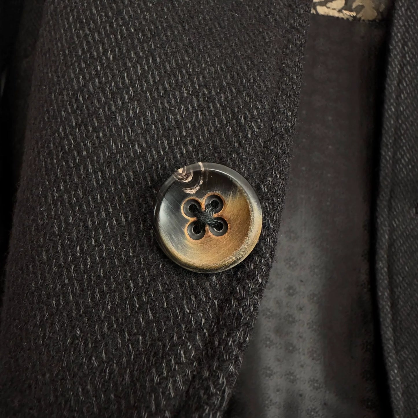 black mix fabric collarless jacket