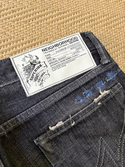 Neighborhood Blue Knife Cut Denim Pants
