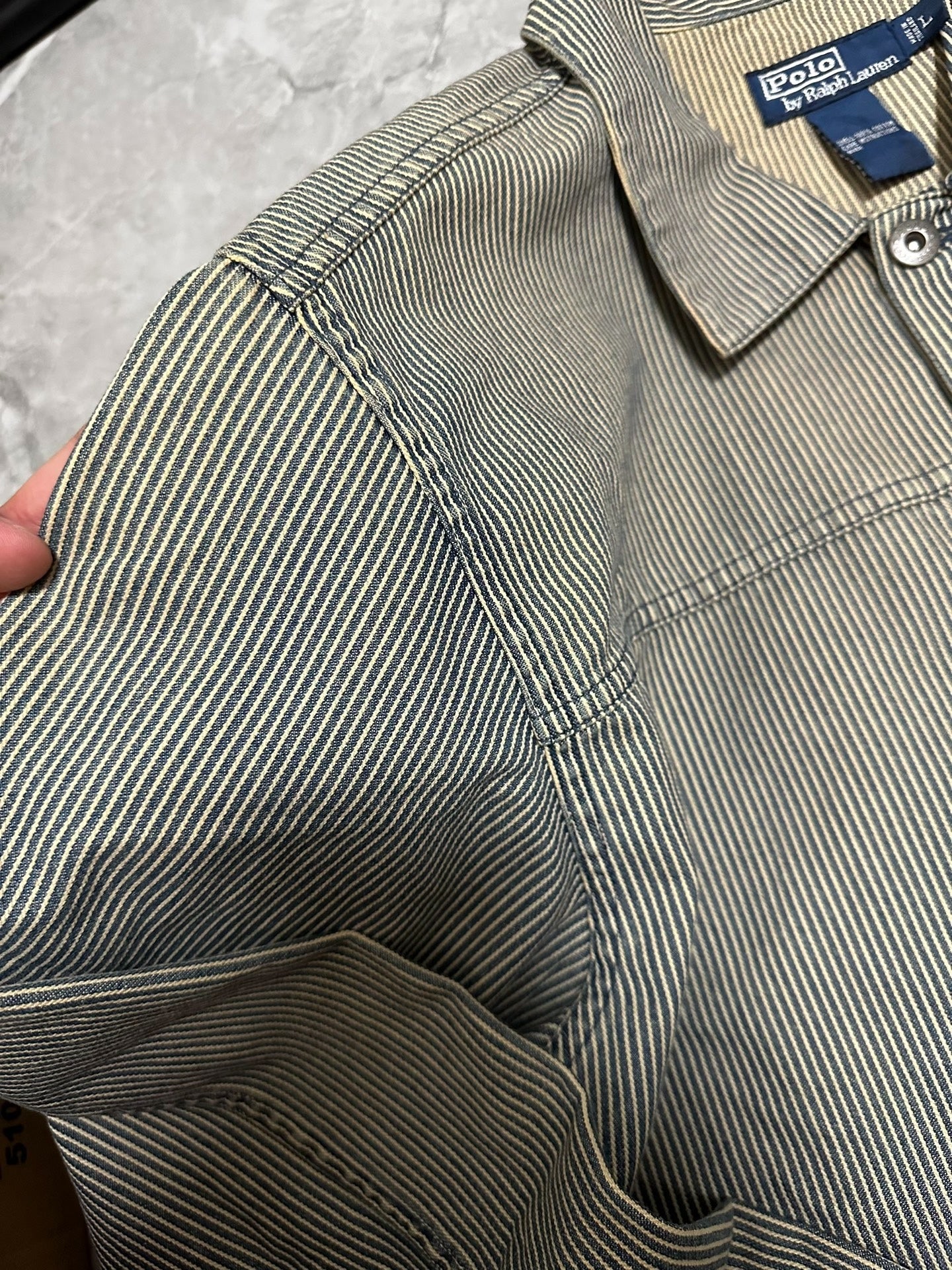 RRL Vintage Striped Distressed Railroad Jacket