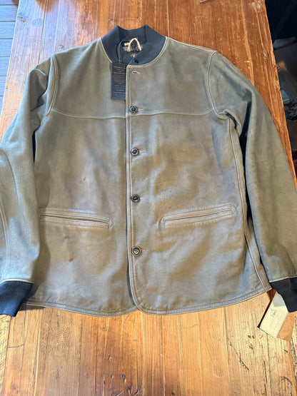 RRL Baseball Collar Brakeman Leather Jacket