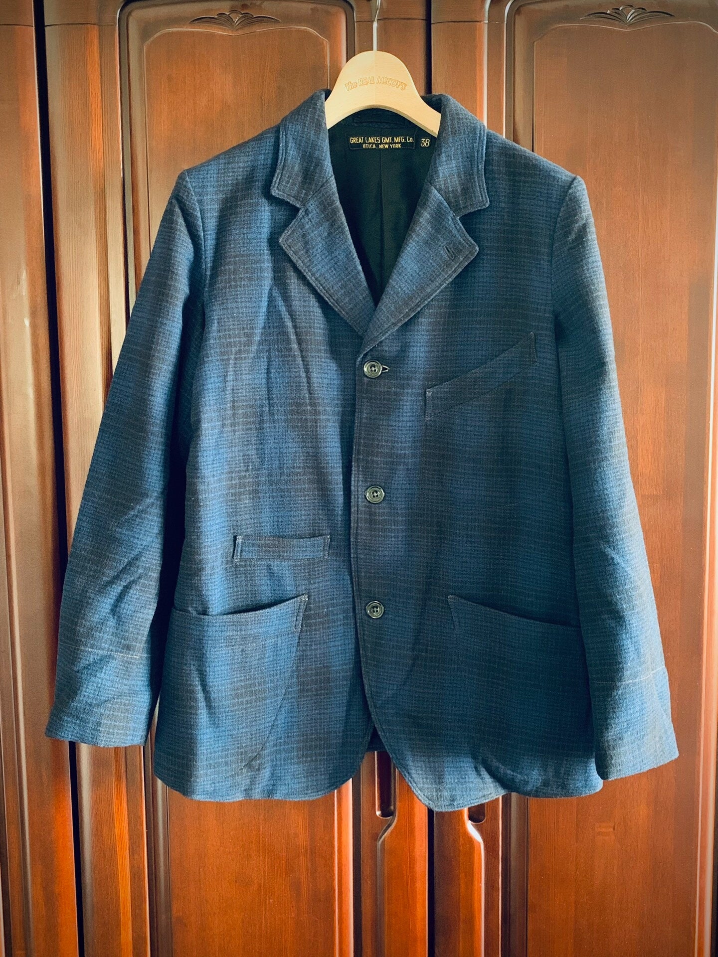 classic blue check blazer size 38