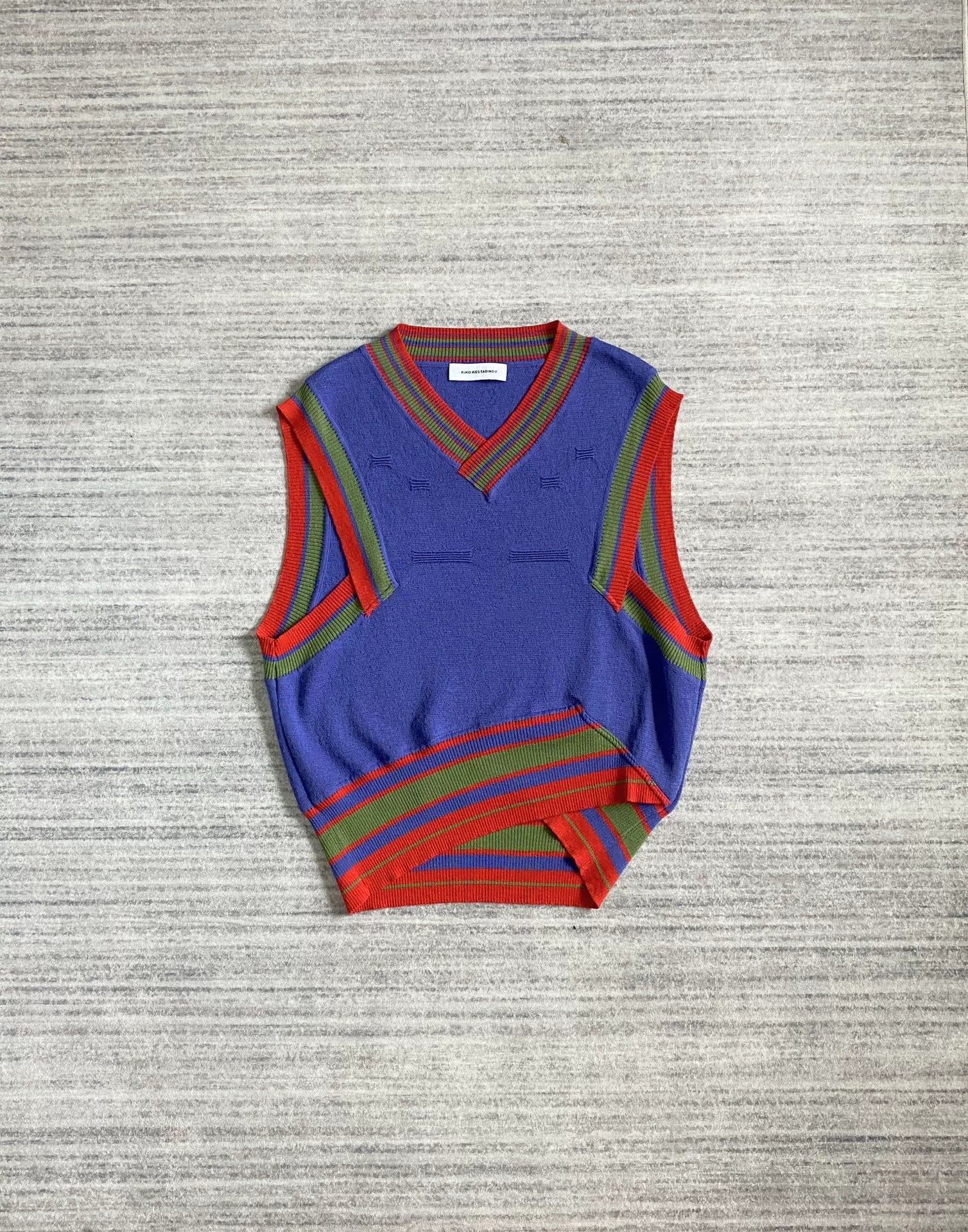 Kiko Kostadinov Purple Knit Vest with Color Blocks