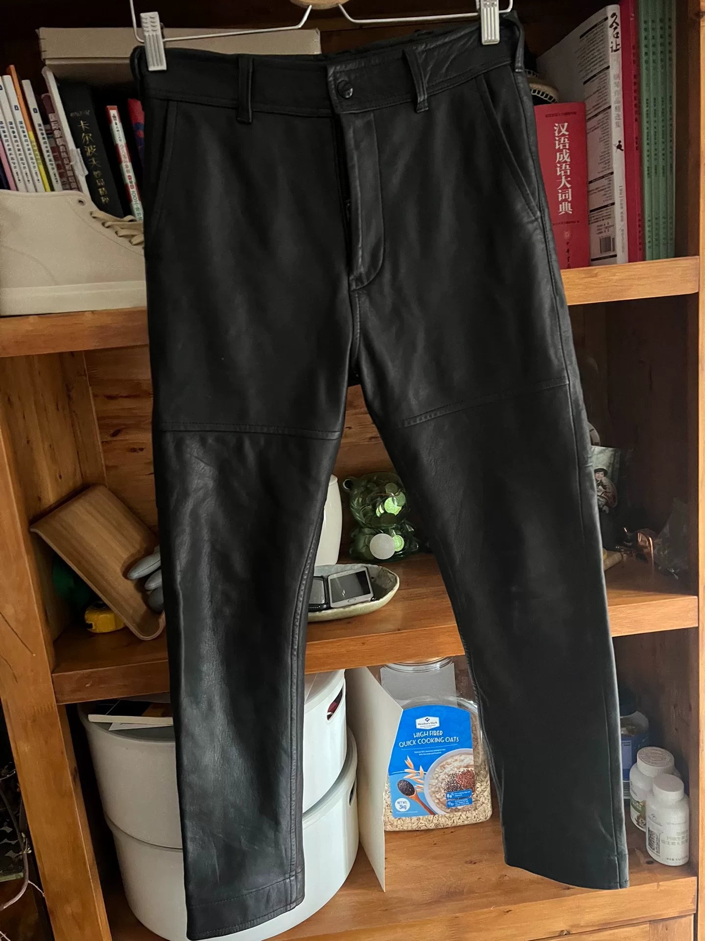 black deerskin leather pants for men or women