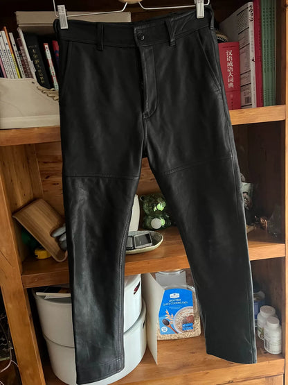 black deerskin leather pants for men or women