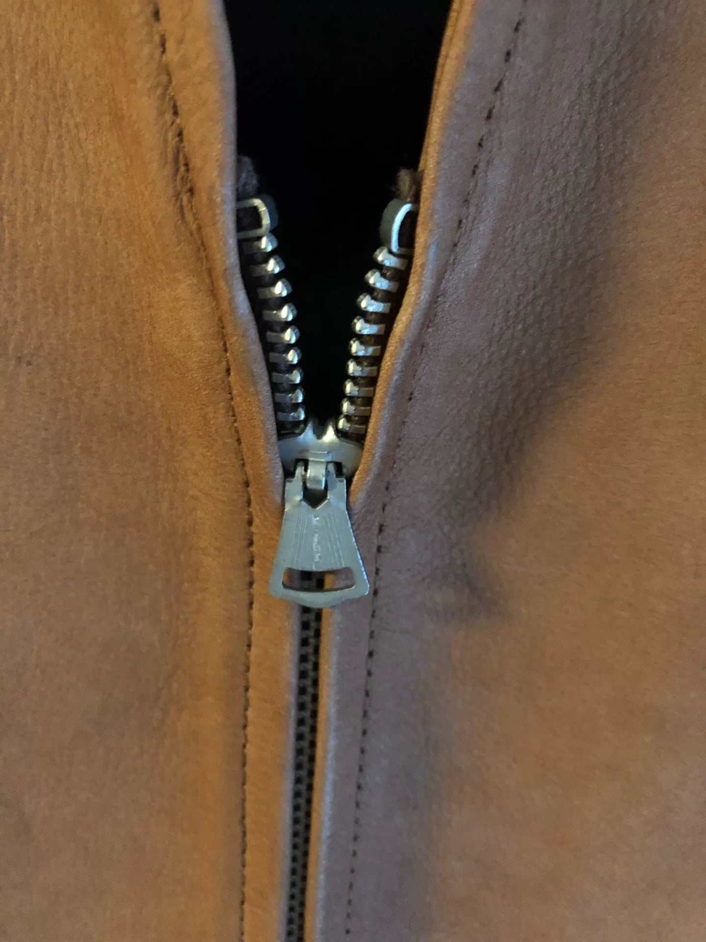 cootie leather utility vest in golden brown