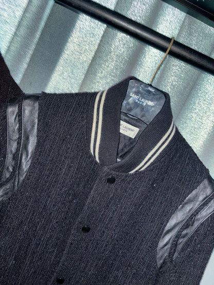 Saint Laurent Black Sparkle Baseball Jacket