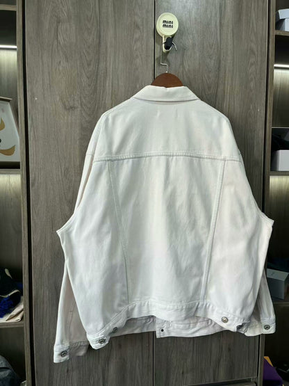 balenciaga white embroidered denim jacket xs