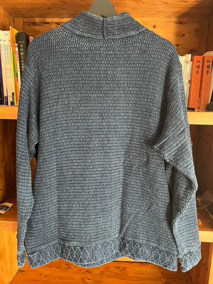 porter classic blue knit high-neck sweatshirt