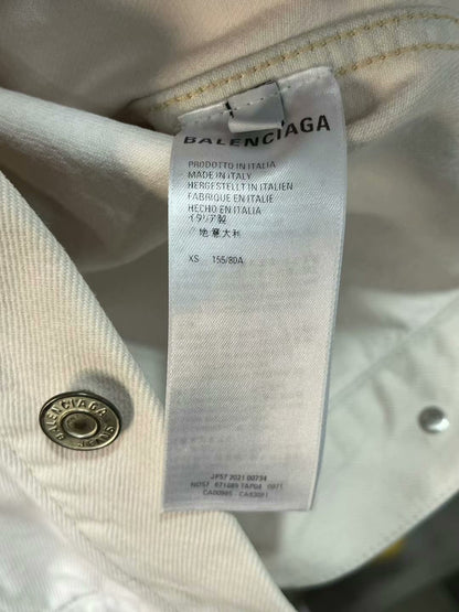 balenciaga white embroidered denim jacket xs