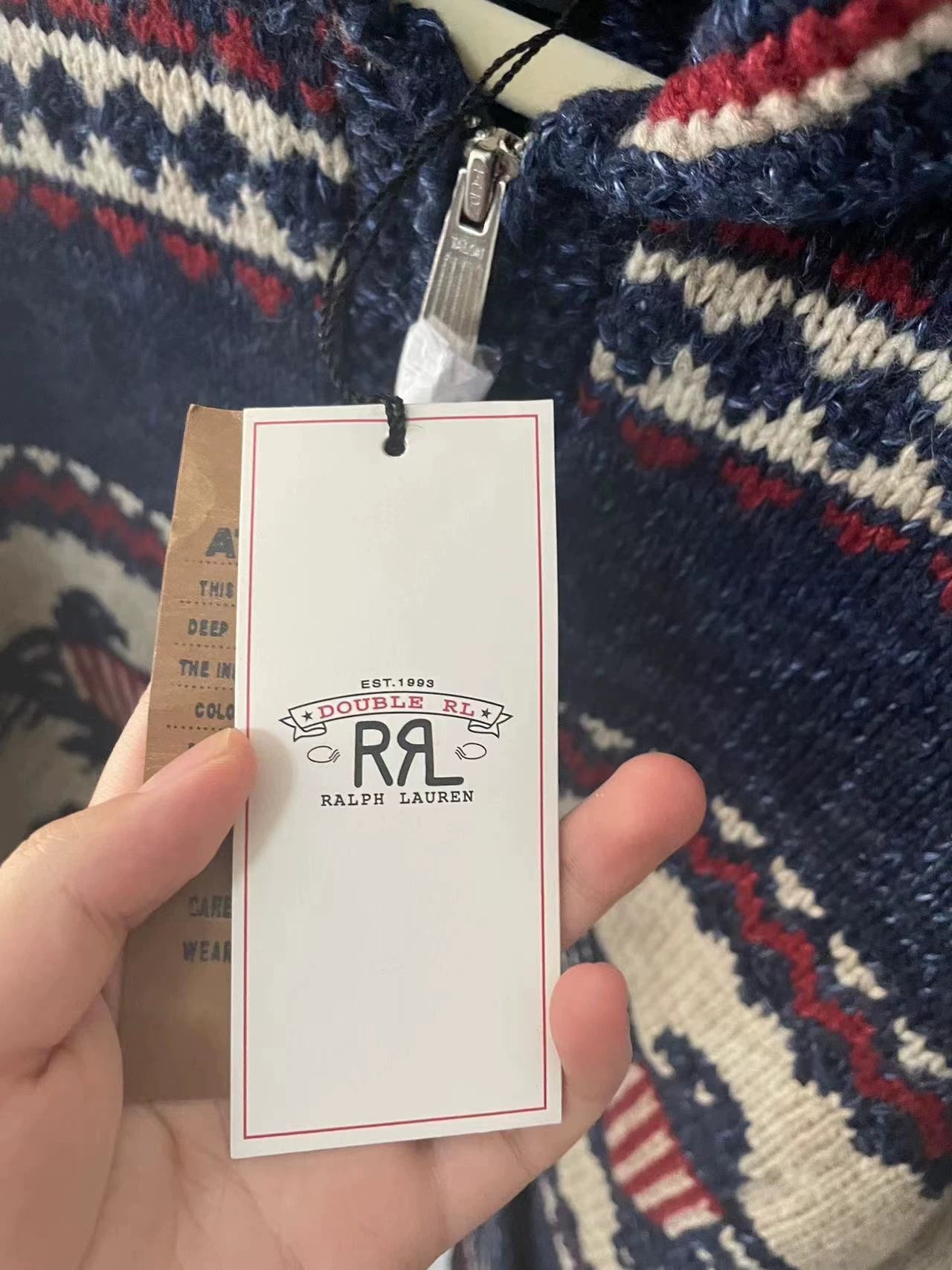 RRL Logo Cotton-Blend Full-Zip Cardigan