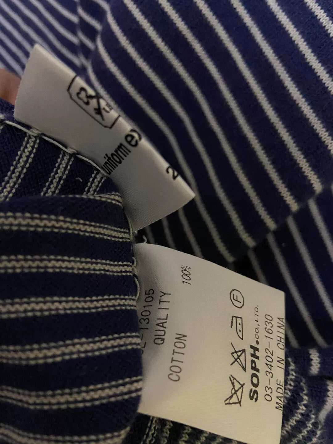 navy striped crewneck sweater for casual wear