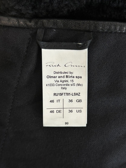 Rick Owens Fur Leather Stand-Collar Jacket