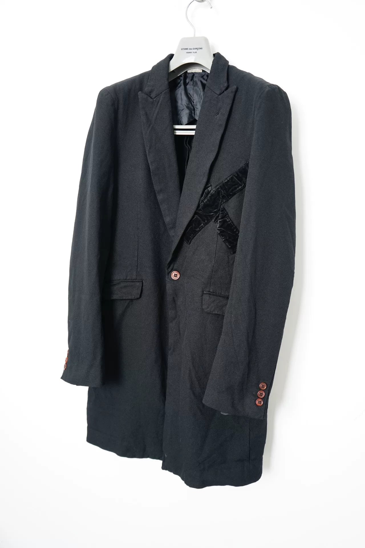 Comme des Garçons Velvet Patchwork Chester Coat