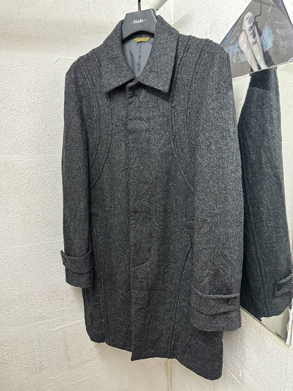 yohji yamamoto wool coat with unique design