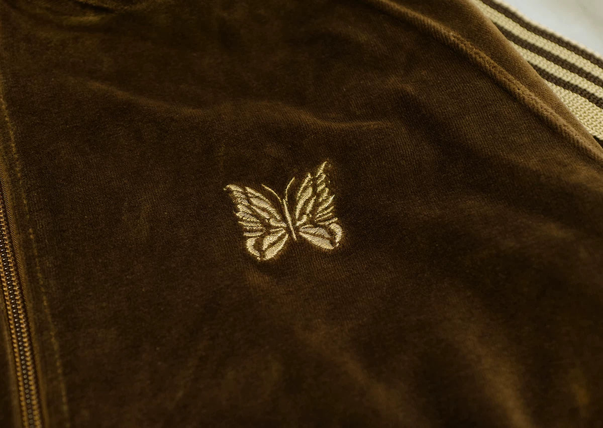 needles velvet track jacket in deep brown