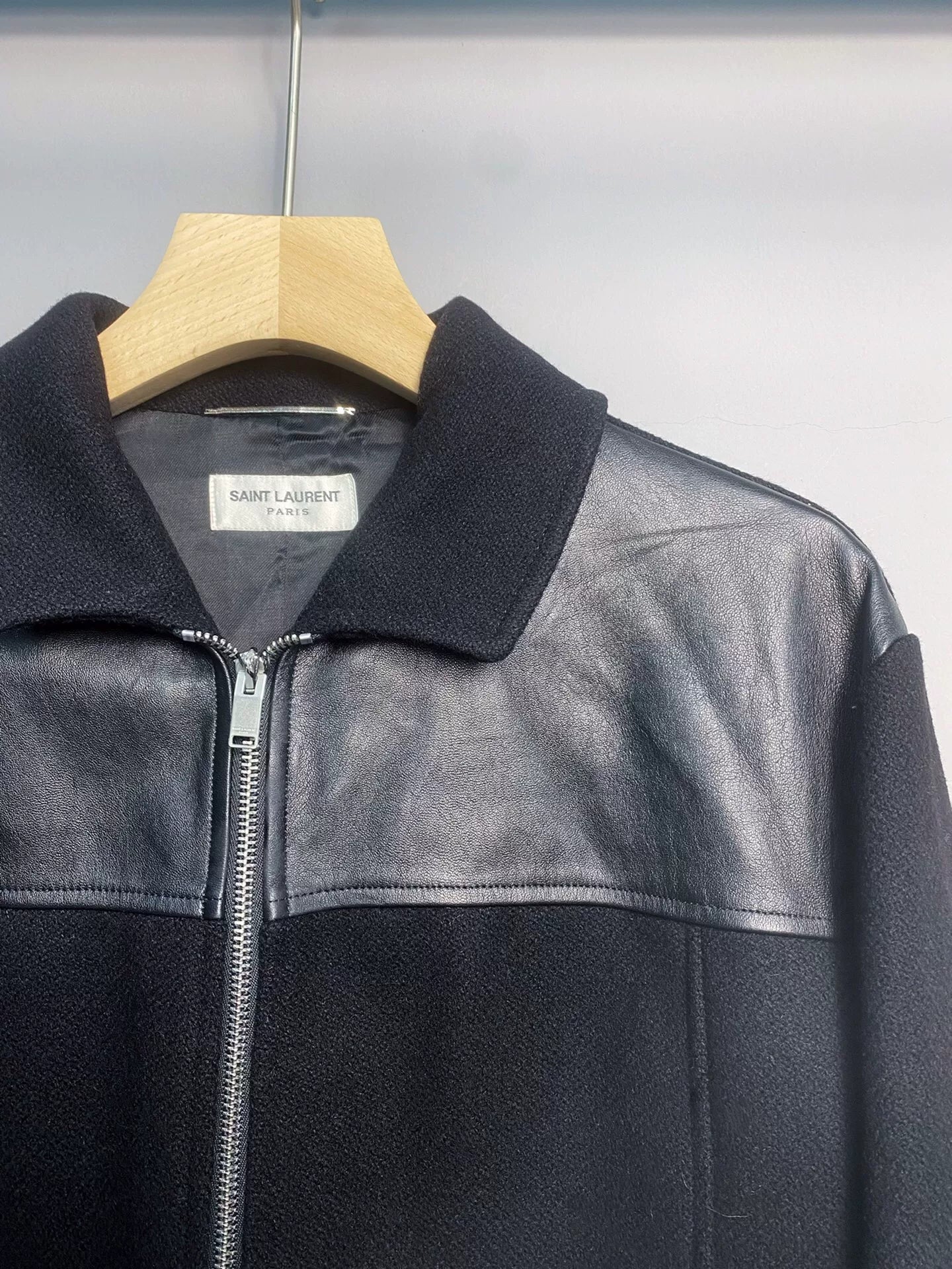 Saint Laurent Men's Leather Panel Jacket