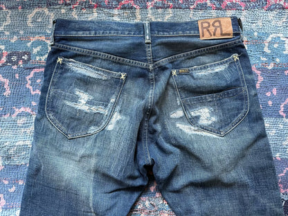 RRL Distressed Vintage Wash Denim Jeans