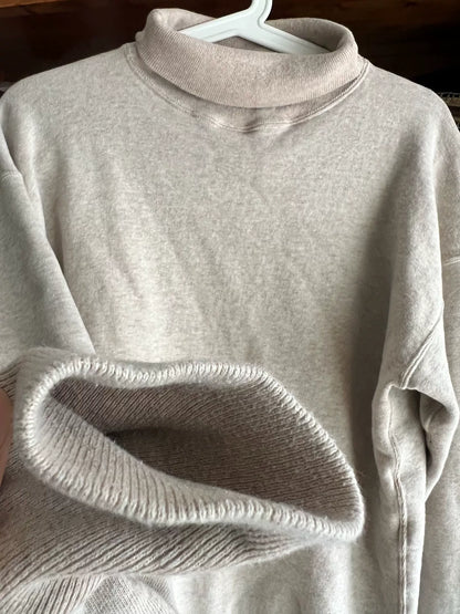 vintage high-neck plush sweatshirt in oatmeal