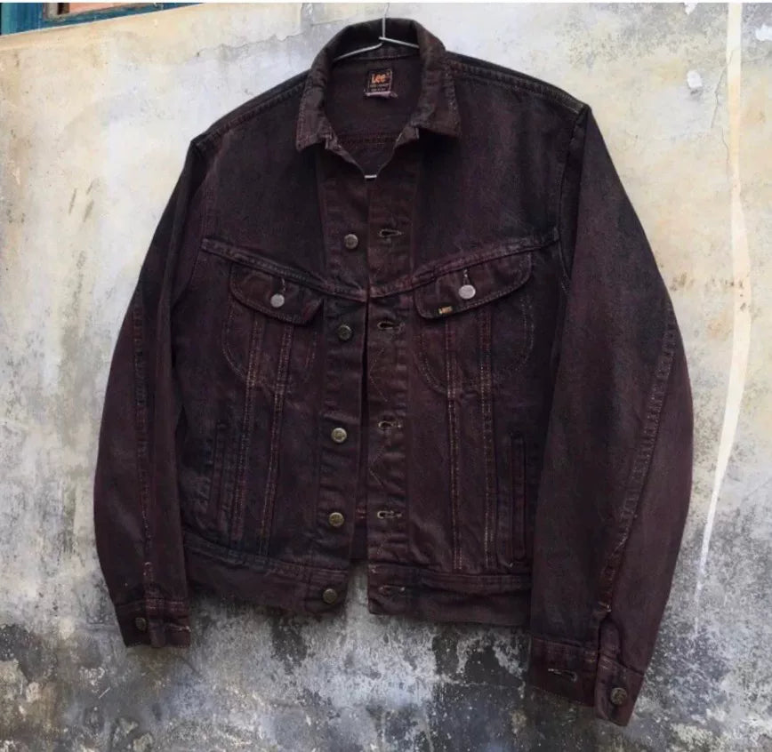 vintage 80s lee denim jacket with unique dye