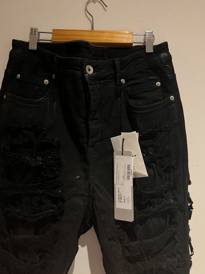 Rick Owens Drkshdw Black Distressed Jeans