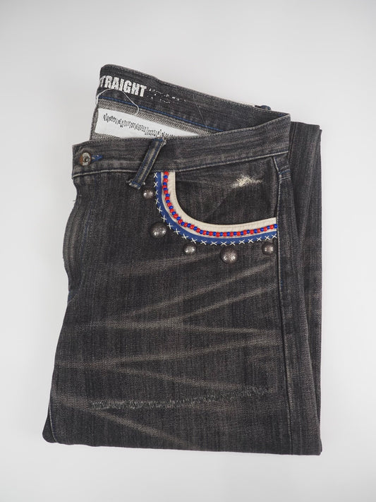Neighborhood Beaded Savage Narrow Denim Black