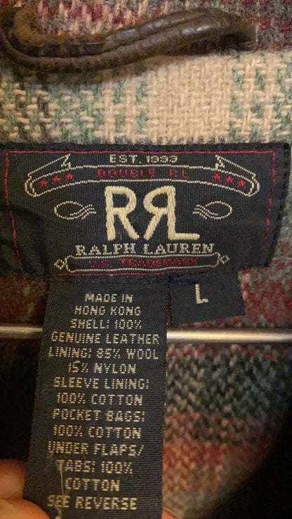 vintage rrl leather parka with plaid lining