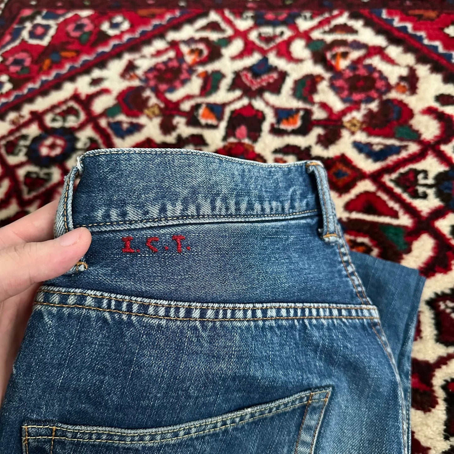 visvim mud-dyed wide-leg denim pants