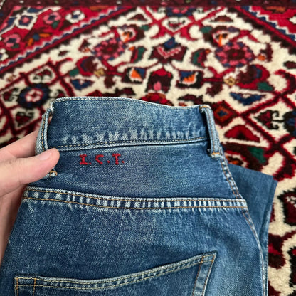 visvim mud-dyed wide-leg denim pants