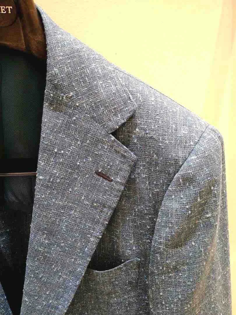 custom hand-tailored jacket in turquoise blue