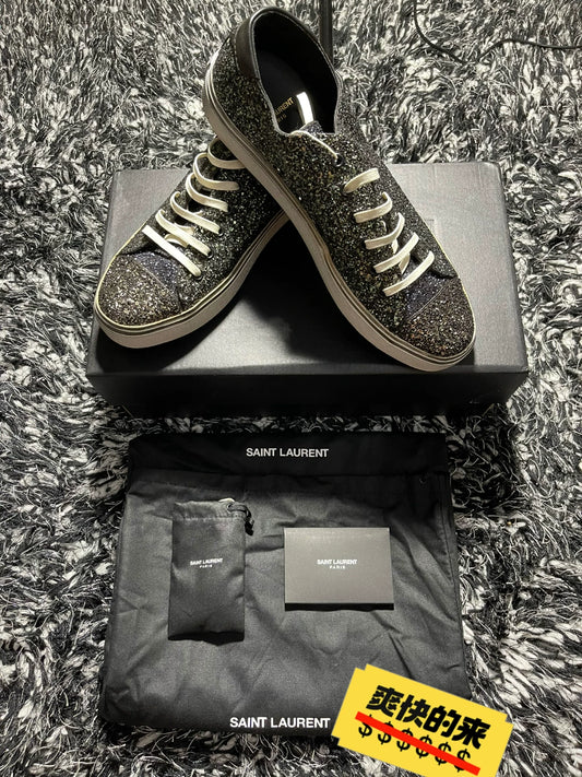 saint laurent glitter low-top sneakers