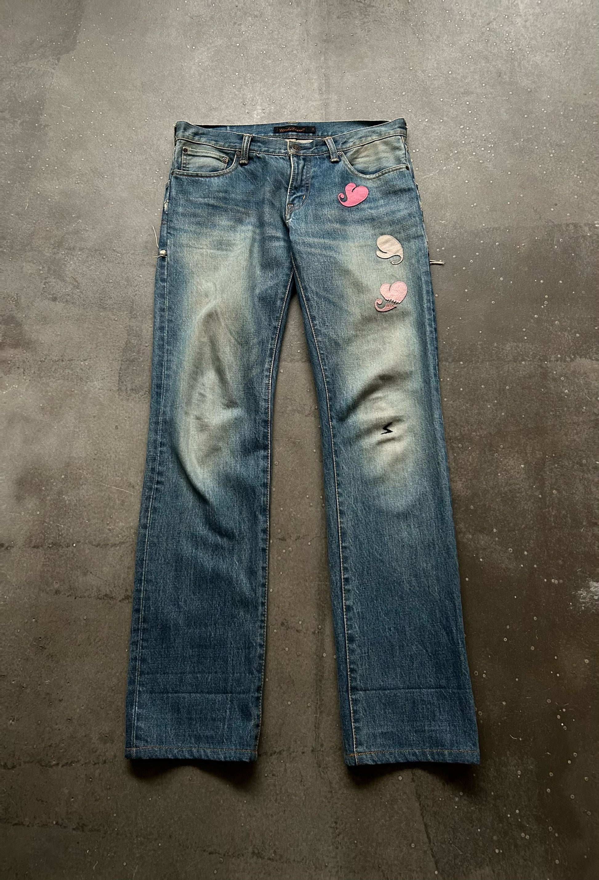 undercover love lightning denim pants