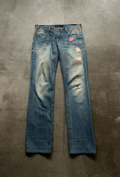 undercover love lightning denim pants