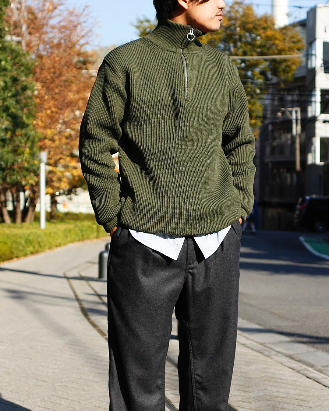nanamica sujf040 half-zip sweater