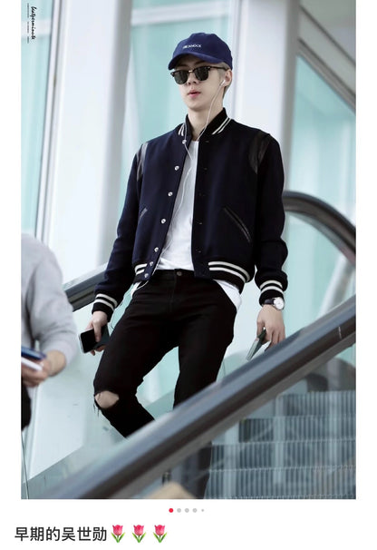 black and white striped baseball jacket