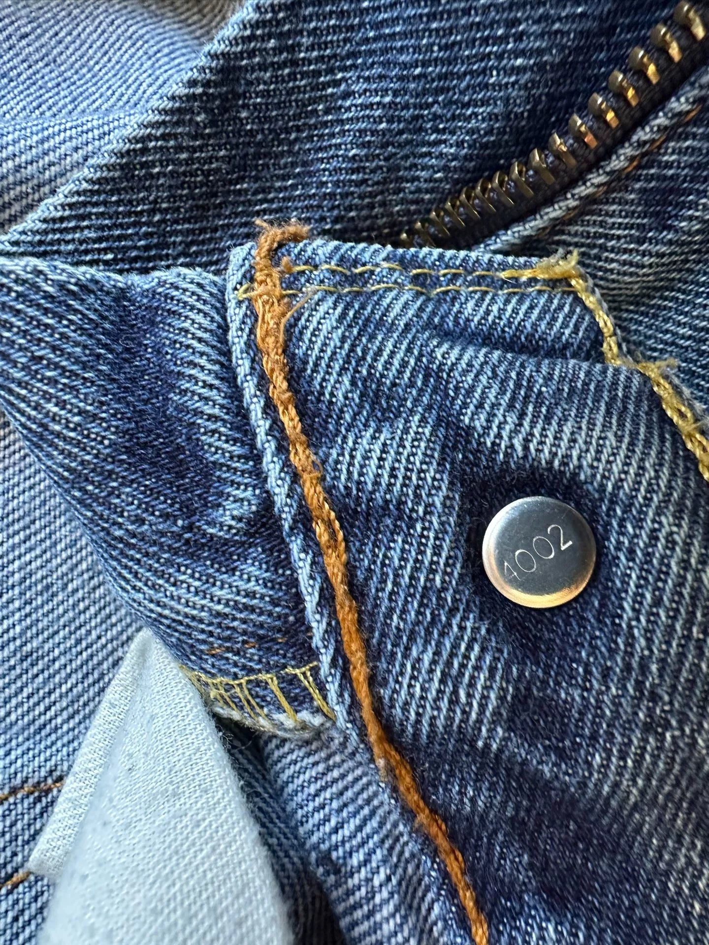 remade vintage fit heavy wash denim pants