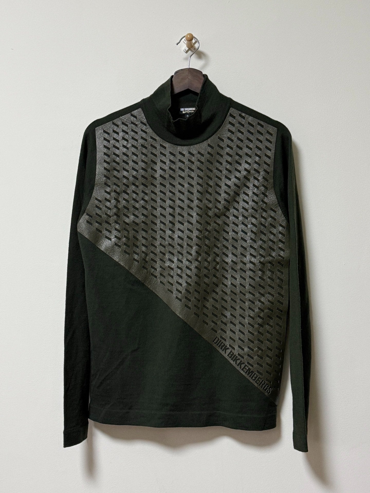 Dirk Bikkembergs Cut Leather Turtleneck Sweater