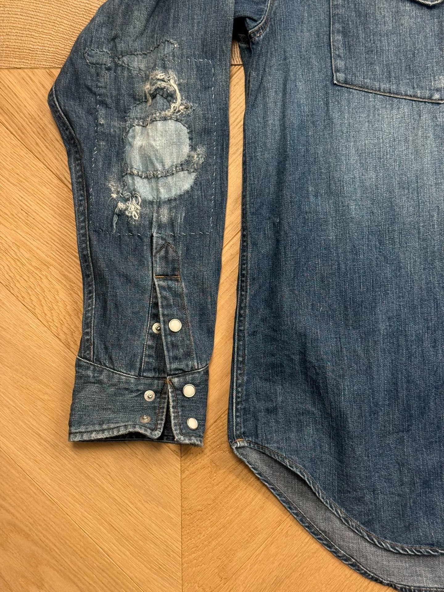 Old Joe Distressed Washed Denim Shirt