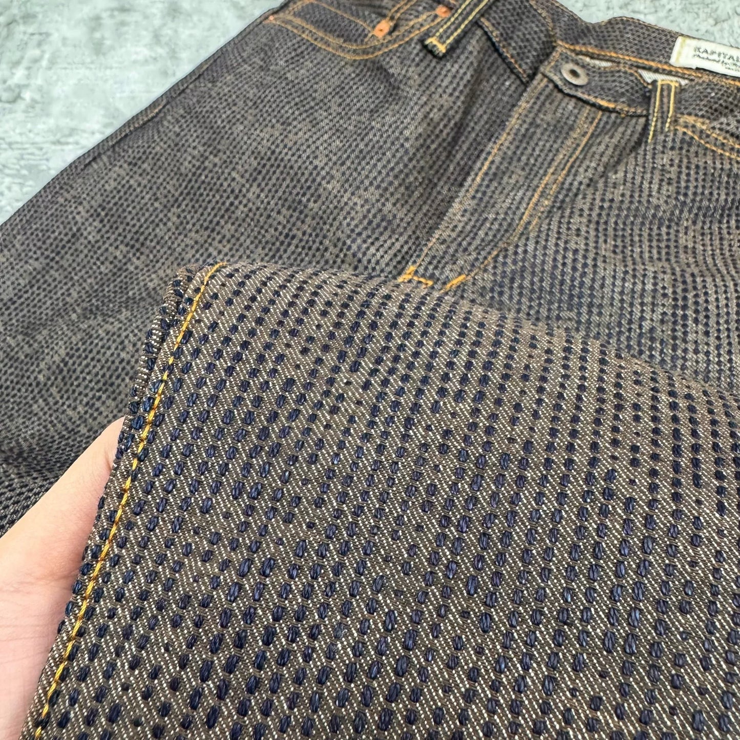 Kapital Century Khaki Dyed Denim Pants