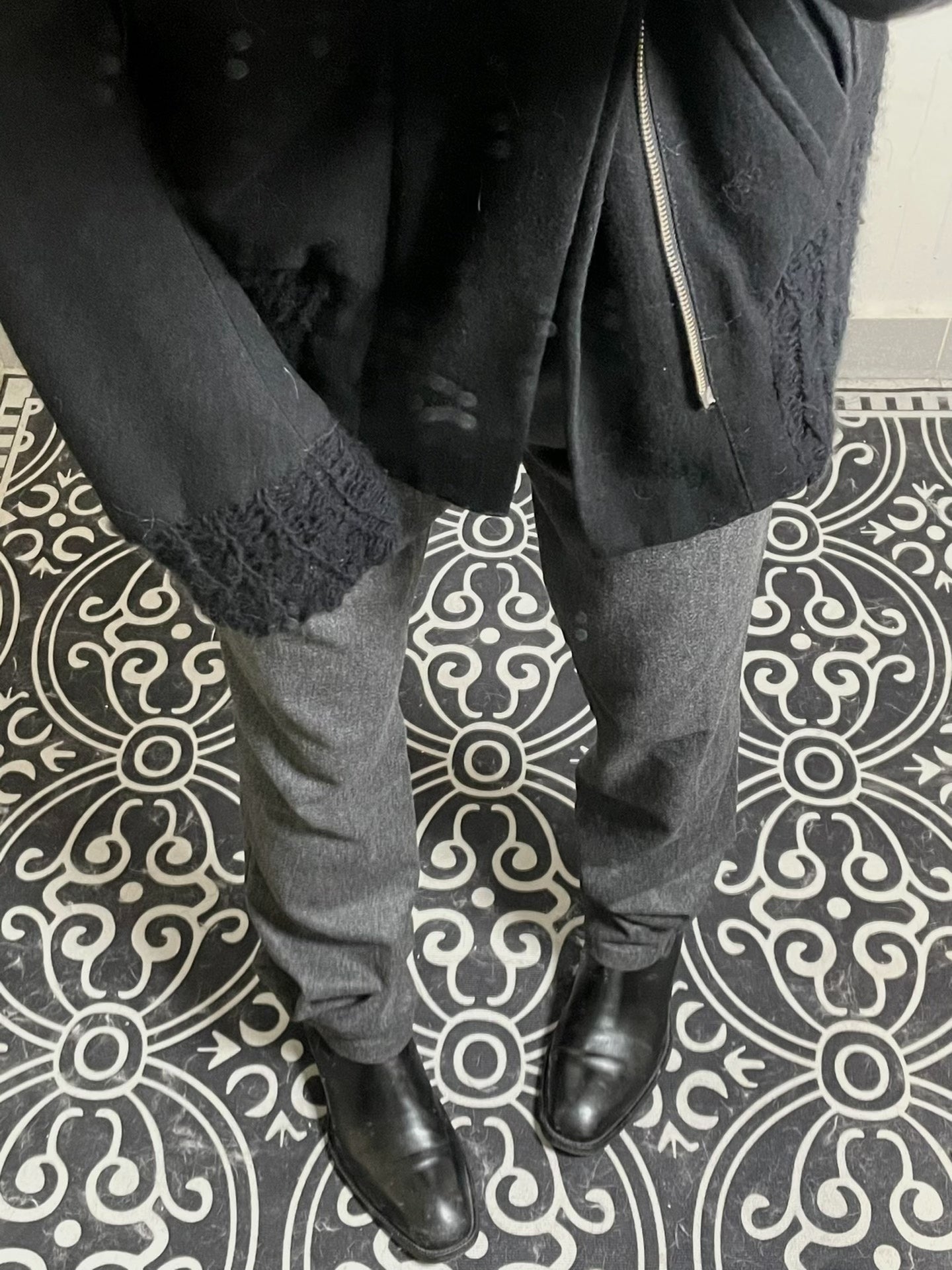 raf simons wool blend trousers in gray