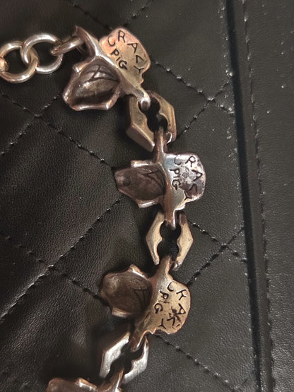 crazy pig skull bracelet in silver