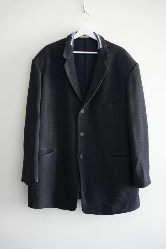 Yohji Yamamoto Blue White Woven Suit Jacket
