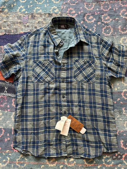 RRL Cotton-Linen Checkered Stripe Shirt