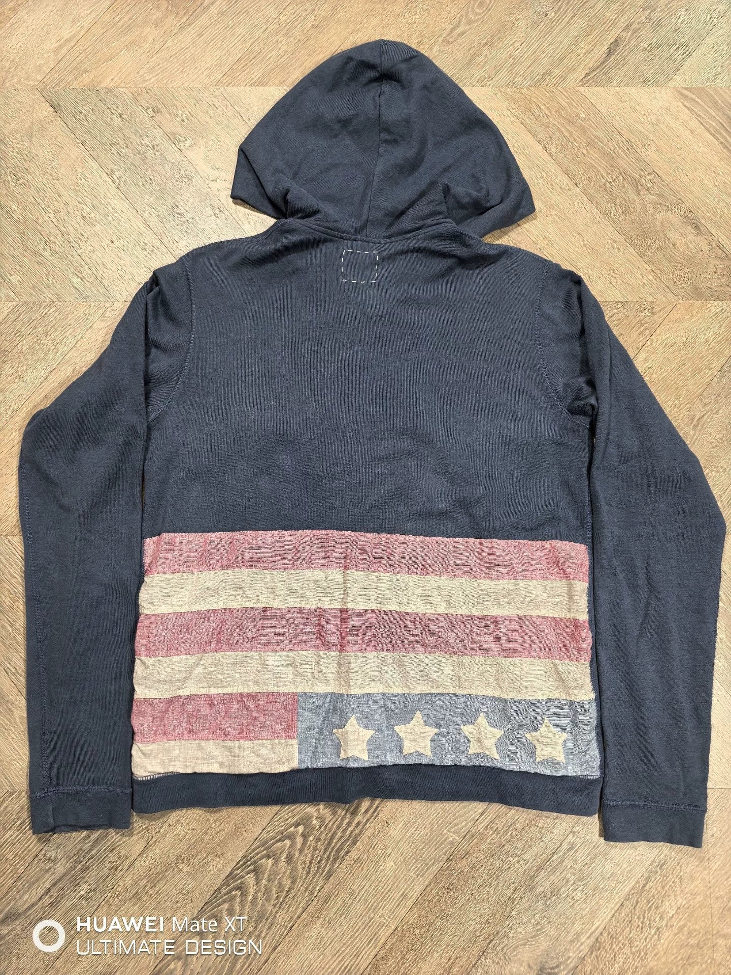 visvim spot flag zip hoodie in navy