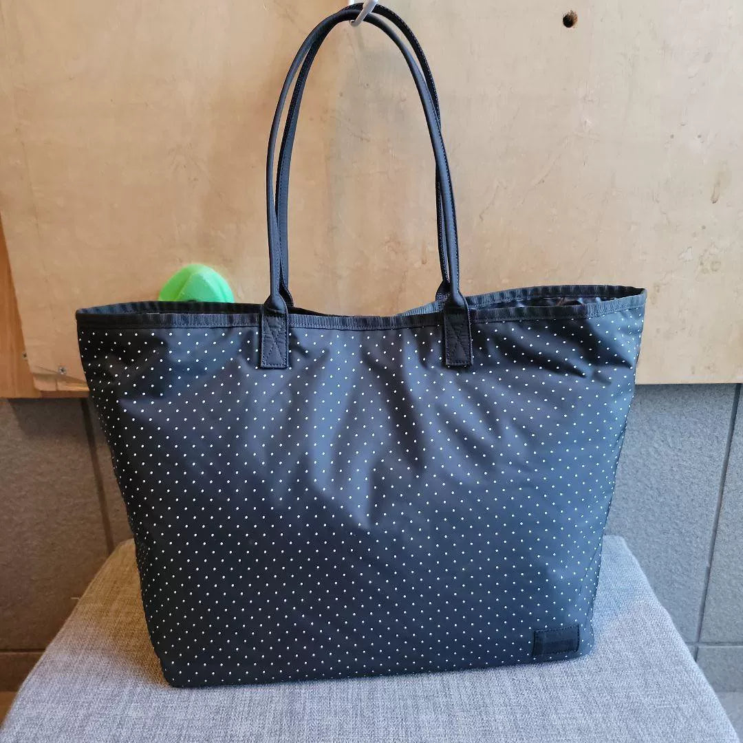 HEAD PORTER Black Polka Dot Tote Bag